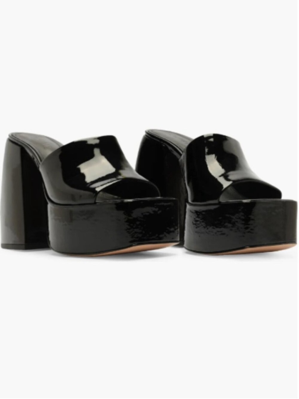 SCHUTZ Black Patent Leather Platform Mule Heels 90’s